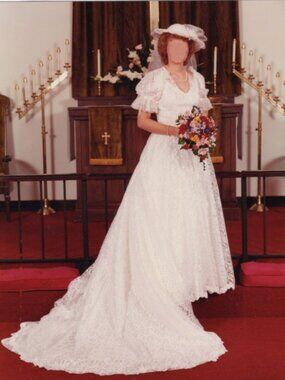 Vintage Alencon Lace Victorian Wedding Gown